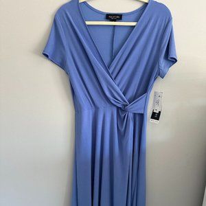 Perceptions Women's Short Sleeve Solid Faux Wrap Dress